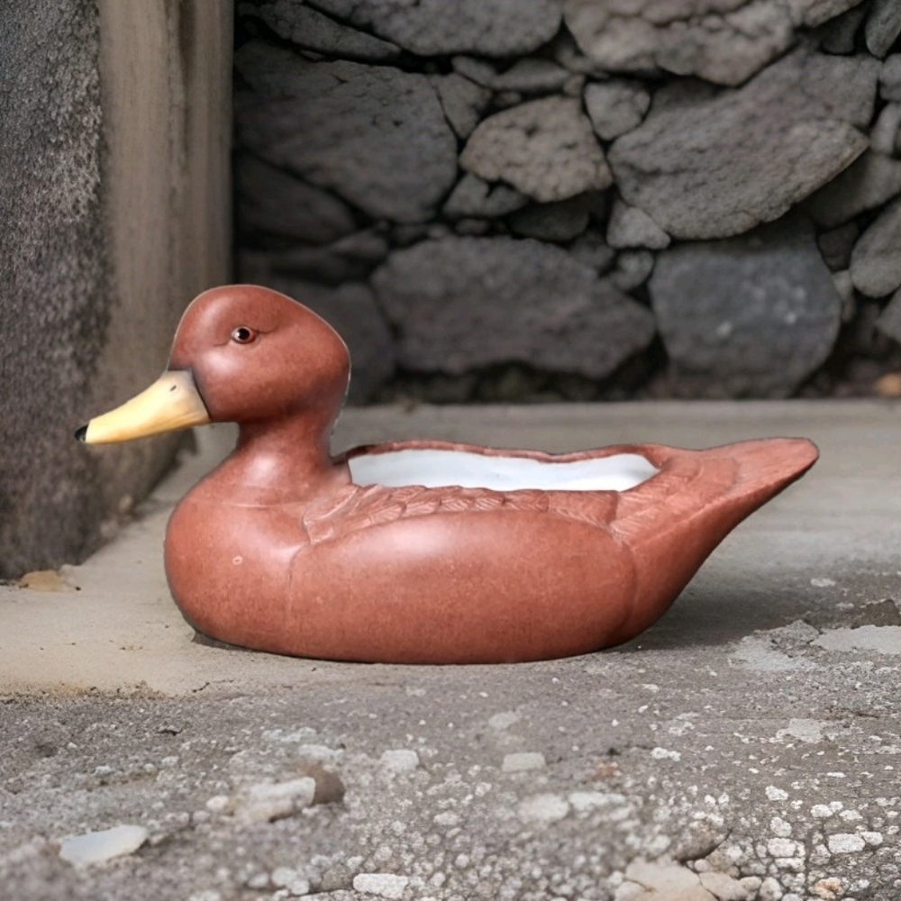 Vintage 1986 FTDA Brown Duck Ceramic Planter